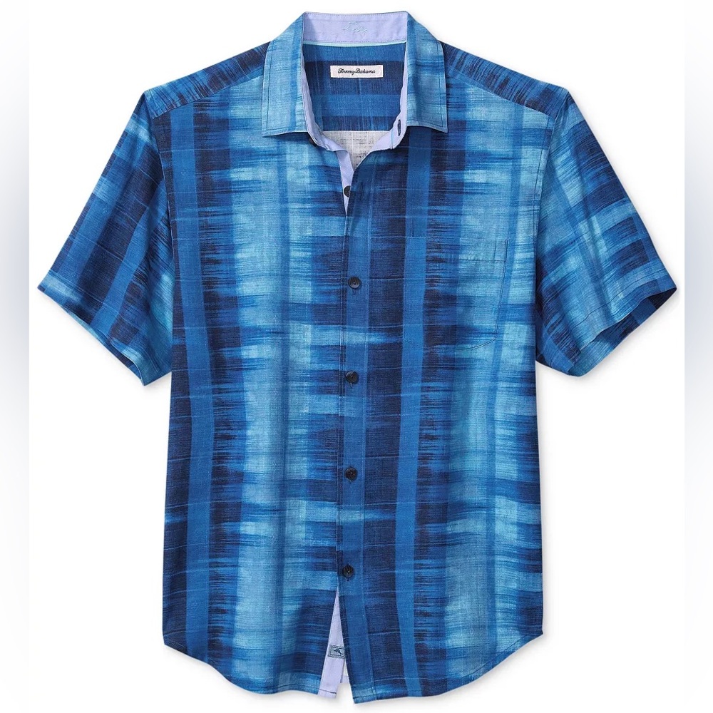 Tommy Bahama Men’s Silk Ocean Blue Striped Shirt NWT,